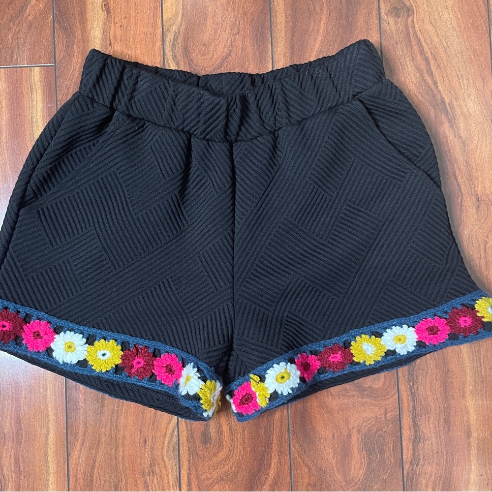 Textured & Embroidered Pull On Shorts
